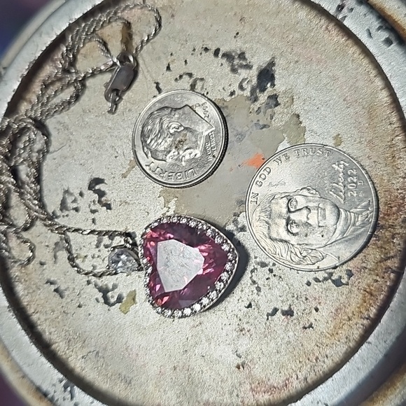 Radiant Pink Heart Necklace with Sparkling Accents 925 Silver - Picture 12 of 12